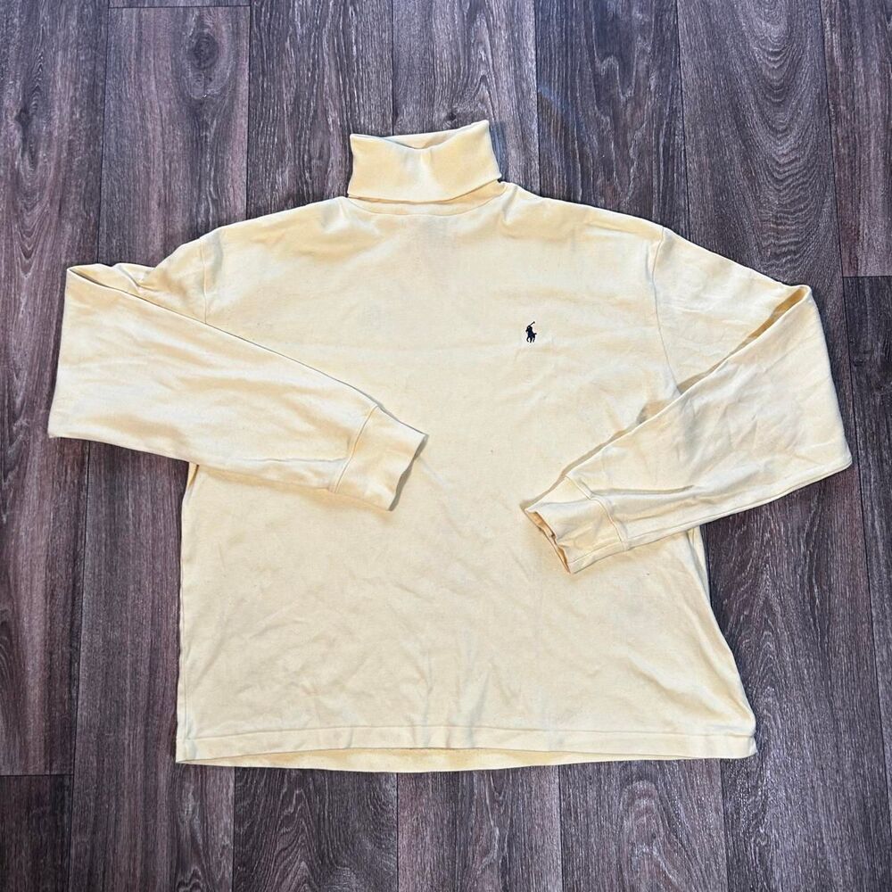 VTG 90s Polo Sport Ralph Lauren Turtleneck Butter Yellow Single Stitch Mens XL